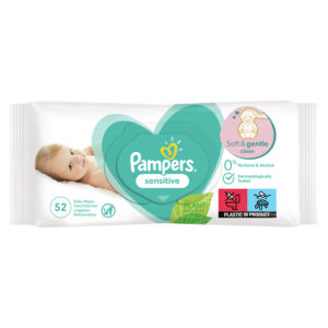 PAMPERS Sensitive, törlőkendő, 52 db