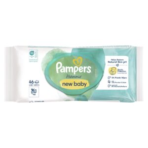 PAMPERS Harmonie New Baby, nedves törlőkendő, 46 db