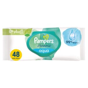 PAMPERS Harmonie Aqua, nedves törlőkendő, 48 db