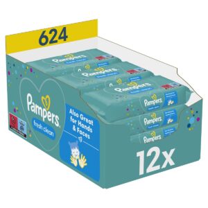 PAMPERS Fresh Clean, törlőkendő, 12x52 db