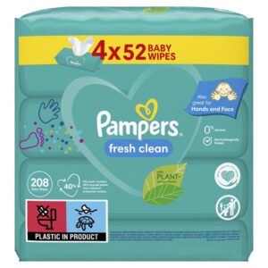 PAMPERS Fresh Clean, törlőkendő, 4x52 db, 208 db