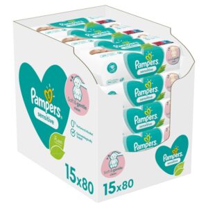 PAMPERS Sensitive, nedves törlőkendő, 15x80 db, 1200 db